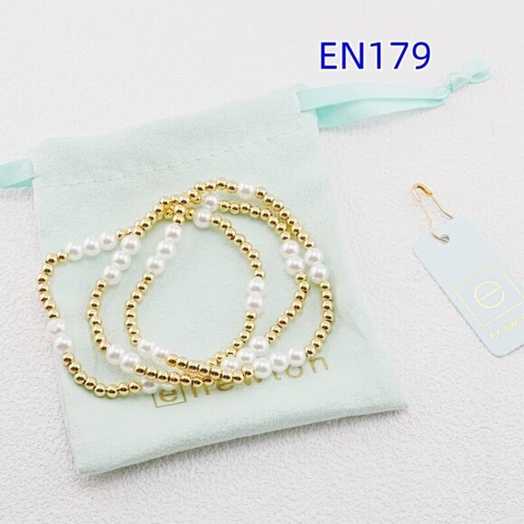 Enewton Gold Beaded White Pearl Bracelet Set